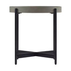 20" Brookline Round Wood with Concrete Coating End Table Concrete Gray - Alaterre Furniture: Chic Tray Top, Sturdy X-Frame