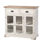 3 Door/2 Drawer Shabby Chic Window Pane Cabinet Antique White/Natural - StyleCraft: Farmhouse Style, Fixed Shelf, Wood Composite