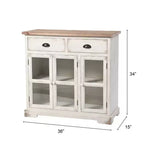3 Door/2 Drawer Shabby Chic Window Pane Cabinet Antique White/Natural - StyleCraft: Farmhouse Style, Fixed Shelf, Wood Composite
