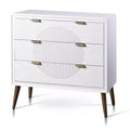 StyleCraft Milo 3 Drawer Chest White/Copper: MDF Baby Dresser, Painted Finish, No Tools Assembly