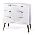 StyleCraft Milo 3 Drawer Chest White/Copper: MDF Baby Dresser, Painted Finish, No Tools Assembly