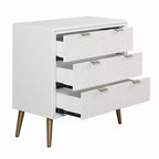 Cassettiera a 3 cassetti StyleCraft Milo bianco/rame: cassettiera per bambini in MDF, finitura verniciata, montaggio senza attrezzi