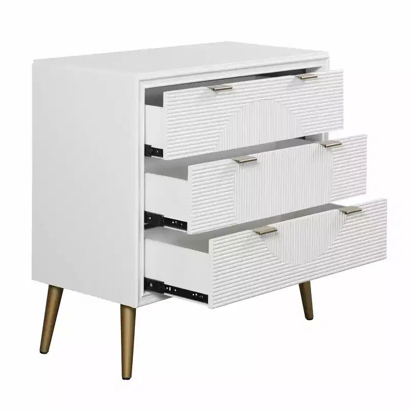 Cassettiera a 3 cassetti StyleCraft Milo bianco/rame: cassettiera per bambini in MDF, finitura verniciata, montaggio senza attrezzi