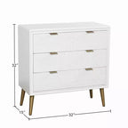Cassettiera a 3 cassetti StyleCraft Milo bianco/rame: cassettiera per bambini in MDF, finitura verniciata, montaggio senza attrezzi