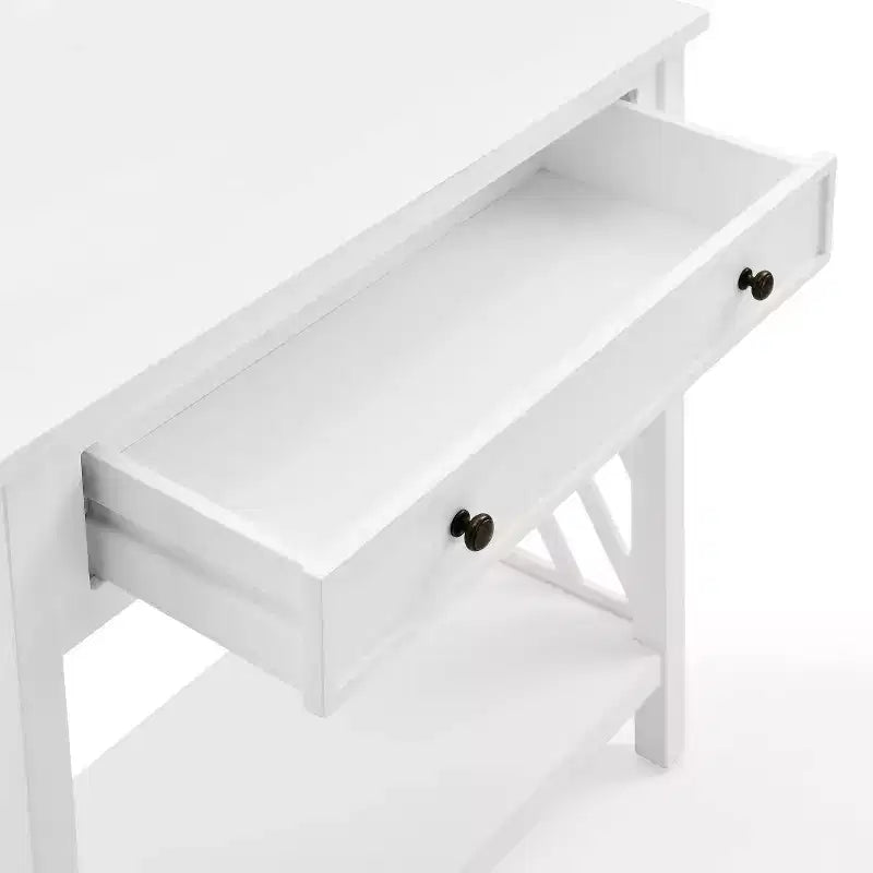 Set 3 pezzi rettangolari di tavolini da caffè, tavolini laterali e consolle da 36" Middlebury con cassetti bianco - Alaterre Furniture
