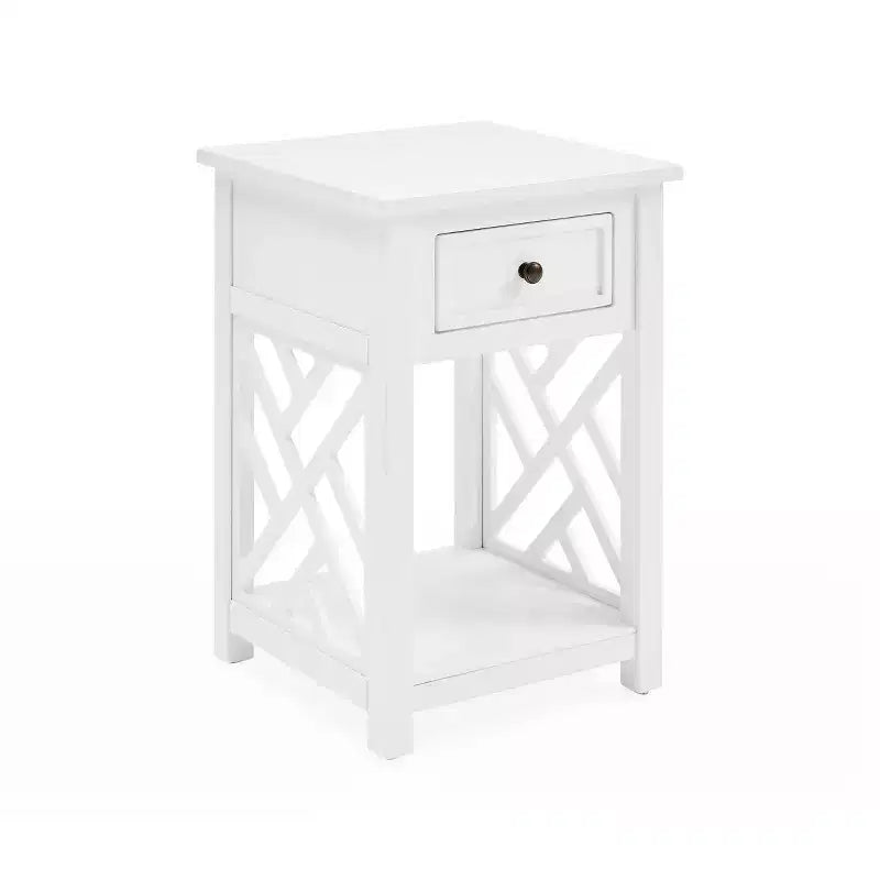 Set 3 pezzi rettangolari di tavolini da caffè, tavolini laterali e consolle da 36" Middlebury con cassetti bianco - Alaterre Furniture