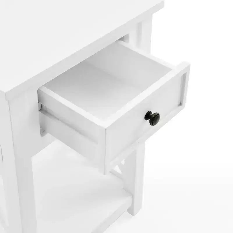 Set 3 pezzi rettangolari di tavolini da caffè, tavolini laterali e consolle da 36" Middlebury con cassetti bianco - Alaterre Furniture
