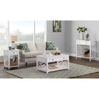 Set 3 pezzi rettangolari di tavolini da caffè, tavolini laterali e consolle da 36" Middlebury con cassetti bianco - Alaterre Furniture