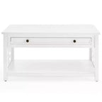 Set 3 pezzi rettangolari di tavolini da caffè, tavolini laterali e consolle da 36" Middlebury con cassetti bianco - Alaterre Furniture