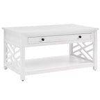 Set 3 pezzi rettangolari di tavolini da caffè, tavolini laterali e consolle da 36" Middlebury con cassetti bianco - Alaterre Furniture