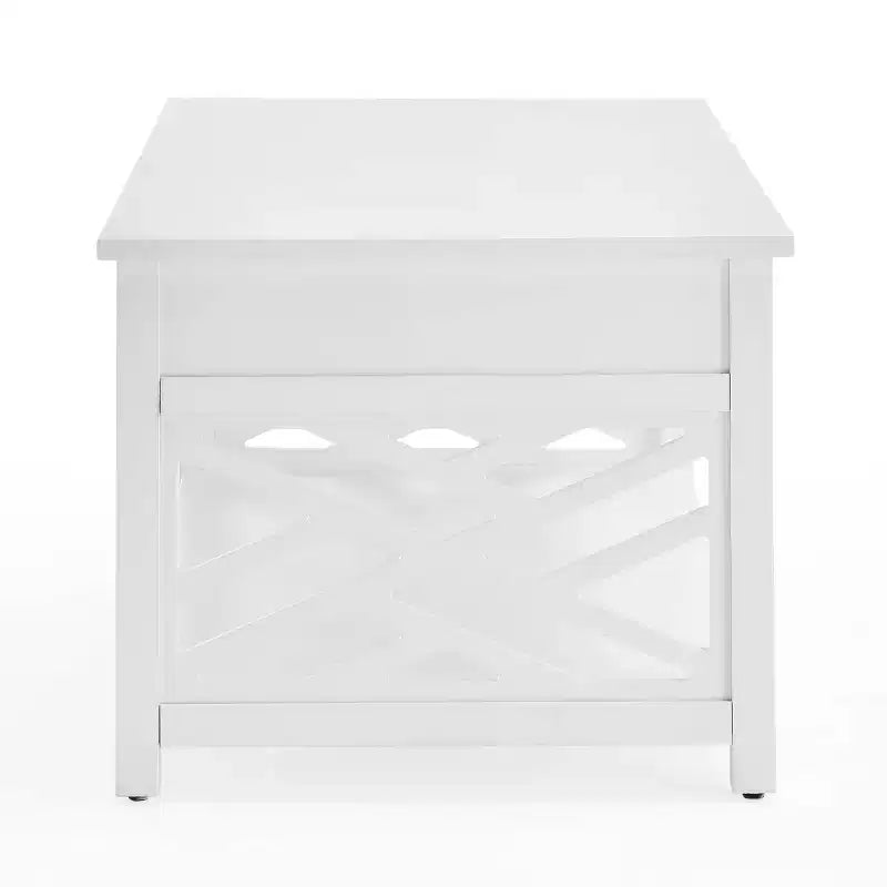 Set 3 pezzi rettangolari di tavolini da caffè, tavolini laterali e consolle da 36" Middlebury con cassetti bianco - Alaterre Furniture
