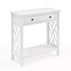 Set 3 pezzi rettangolari di tavolini da caffè, tavolini laterali e consolle da 36" Middlebury con cassetti bianco - Alaterre Furniture