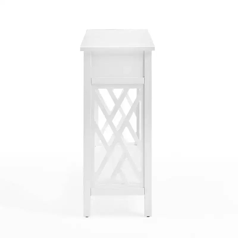 Set 3 pezzi rettangolari di tavolini da caffè, tavolini laterali e consolle da 36" Middlebury con cassetti bianco - Alaterre Furniture