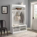 Bartlett Hall Tree Bianco - Crosley: Panca, Scarpiera, 3 Ganci Doppi