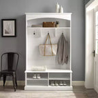 Bartlett Hall Tree Bianco - Crosley: Panca, Scarpiera, 3 Ganci Doppi