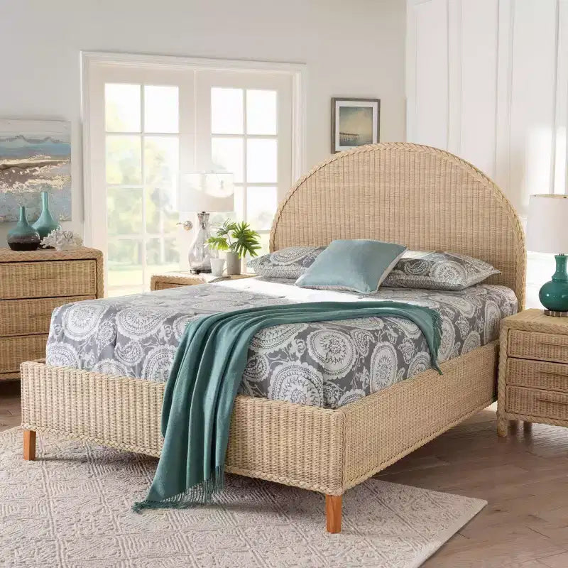 letto Queen Size Lanica bali & pari in rattan sbiancato