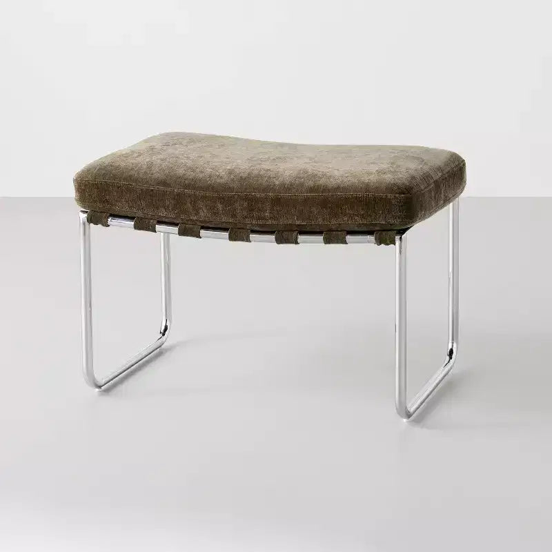 Modern Ottoman with Chrome Frame - Hearth & Hand™ with Magnolia