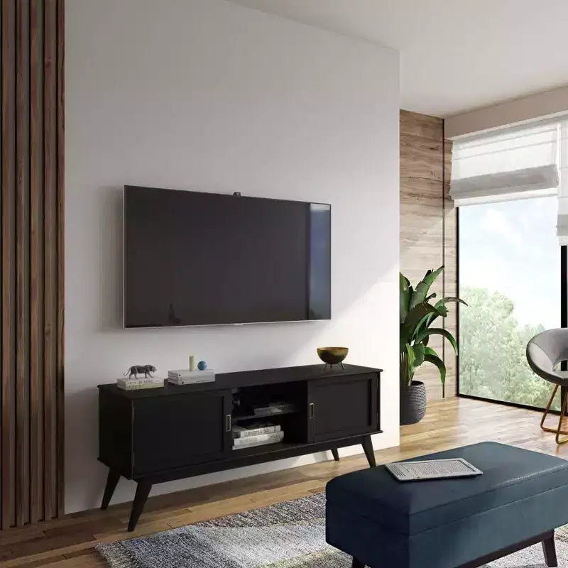Mobile TV Tierney in legno massello stile Mid-Century per televisori fino a 66 pollici - WyndenHall