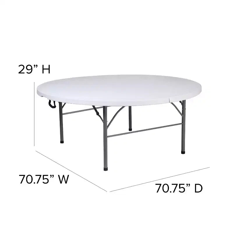 Tavolo pieghevole rotondo Flash Furniture da 5,89 piedi, in plastica bianca granito, per banchetti ed eventi, con maniglia per il trasporto