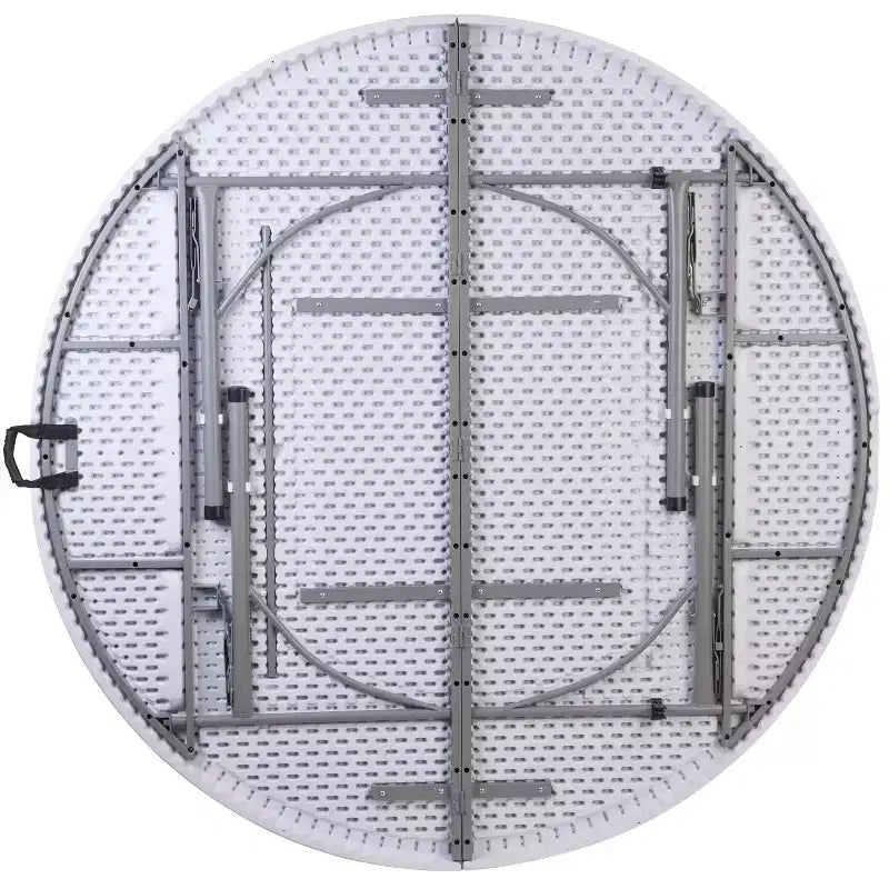Tavolo pieghevole rotondo Flash Furniture da 5,89 piedi, in plastica bianca granito, per banchetti ed eventi, con maniglia per il trasporto