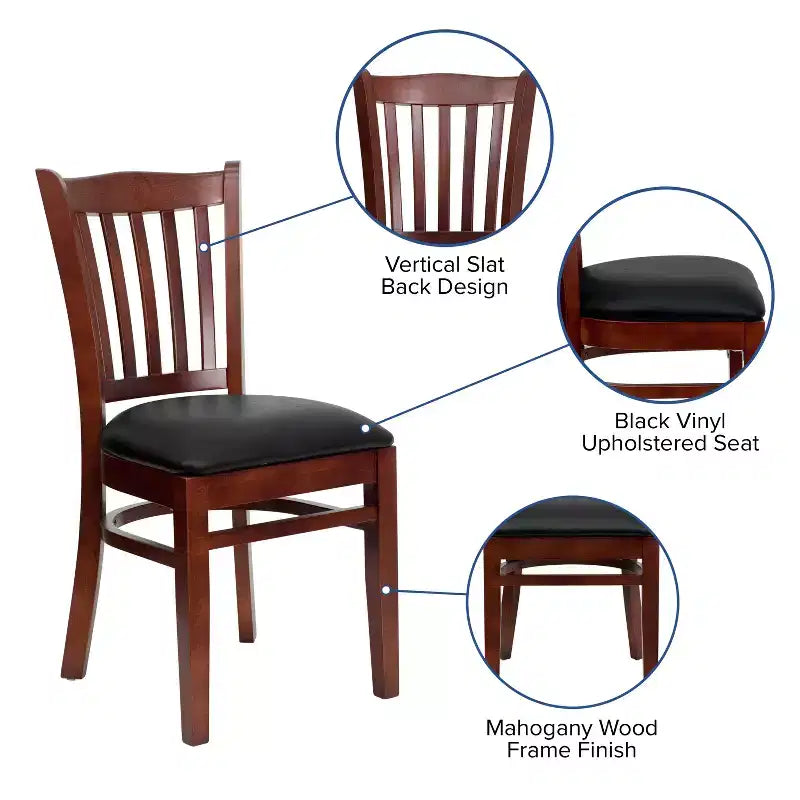 Flash Furniture Sedia da Ristorante in Legno con Schienale a Doghe Verticali