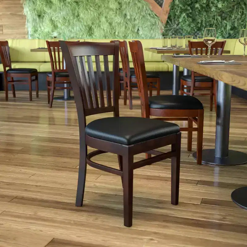 Flash Furniture Sedia da Ristorante in Legno con Schienale a Doghe Verticali