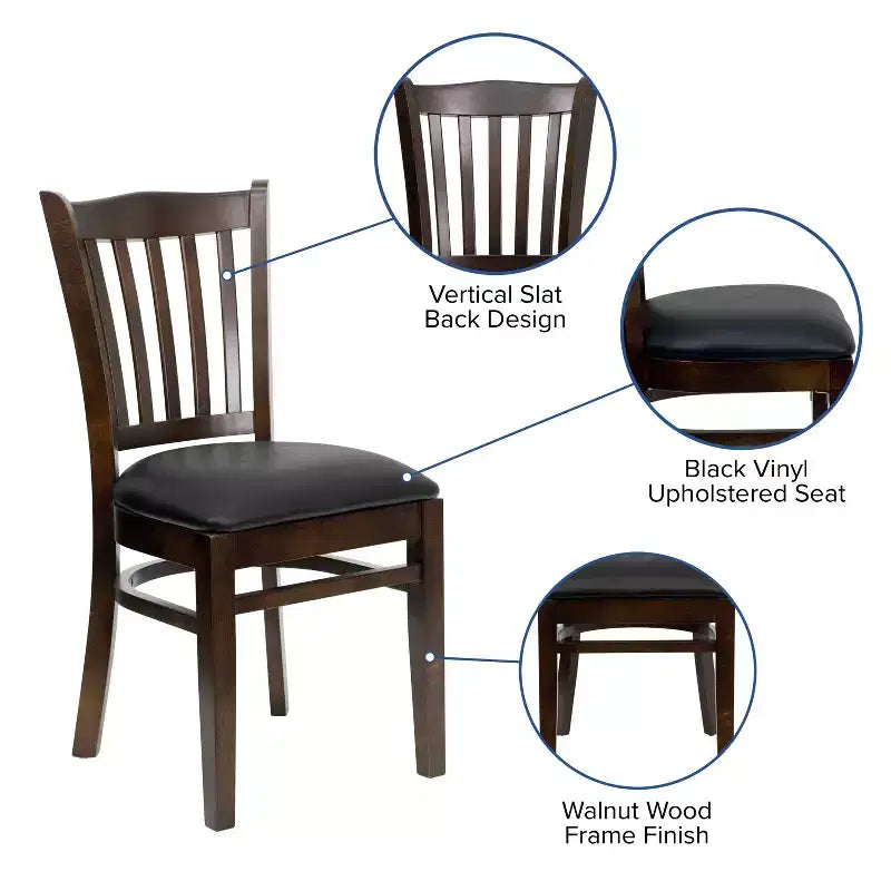 Flash Furniture Sedia da Ristorante in Legno con Schienale a Doghe Verticali