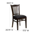 Flash Furniture Sedia da Ristorante in Legno con Schienale a Doghe Verticali