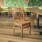 Flash Furniture Sedia da Ristorante in Legno con Schienale a Doghe Verticali