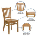 Flash Furniture Sedia da Ristorante in Legno con Schienale a Doghe Verticali