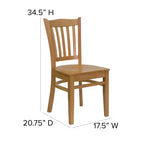 Flash Furniture Sedia da Ristorante in Legno con Schienale a Doghe Verticali