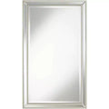 Noble Park Helena Rectangular Vanity Accent Wall Mirror Modern Beveled Silver Frame 25 Wide for Bathroom Bedroom Living Room Home Office Entryway