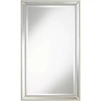 Noble Park Helena Rectangular Vanity Accent Wall Mirror Modern Beveled Silver Frame 25 Wide for Bathroom Bedroom Living Room Home Office Entryway