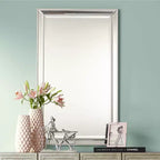 Specchio da Parete Rettangolare Noble Park Helena con Cornice Smussata Argentata Moderna 25" Largo per Bagno Camera da Letto Soggiorno Ufficio Ingresso