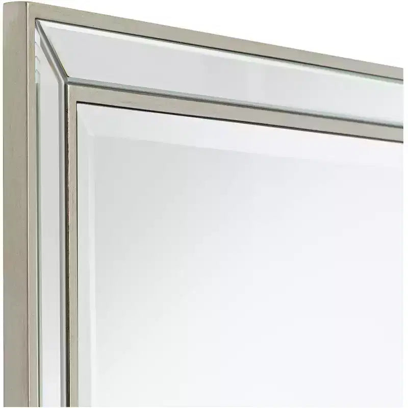 Specchio da Parete Rettangolare Noble Park Helena con Cornice Smussata Argentata Moderna 25" Largo per Bagno Camera da Letto Soggiorno Ufficio Ingresso