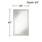 Specchio da Parete Rettangolare Noble Park Helena con Cornice Smussata Argentata Moderna 25" Largo per Bagno Camera da Letto Soggiorno Ufficio Ingresso