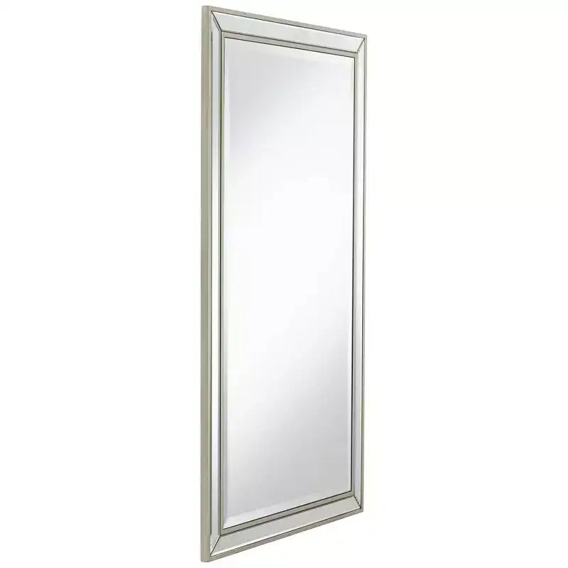 Specchio da Parete Rettangolare Noble Park Helena con Cornice Smussata Argentata Moderna 25" Largo per Bagno Camera da Letto Soggiorno Ufficio Ingresso