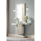 Specchio da Parete Rettangolare Noble Park Helena con Cornice Smussata Argentata Moderna 25" Largo per Bagno Camera da Letto Soggiorno Ufficio Ingresso