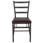 Flash Furniture 2 Pack HERCULES Series Brown Folding Ladder Back Metal Chair with Brown Vinyl Seat
