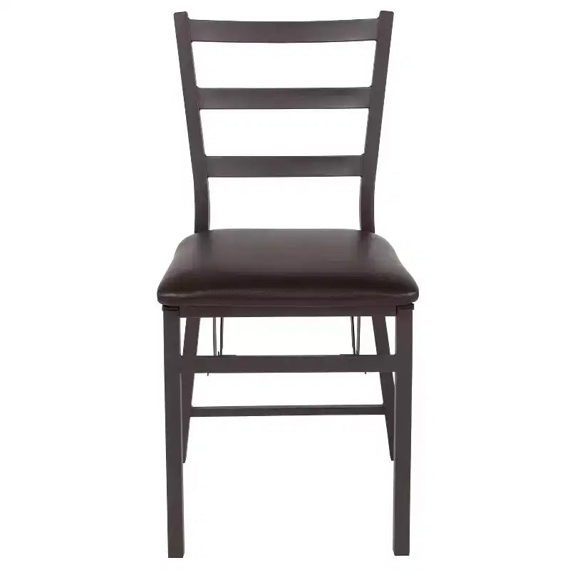 Flash Furniture 2 Pack HERCULES Series Brown Folding Ladder Back Metal Chair with Brown Vinyl Seat