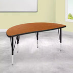 Flash Furniture 47,5 Tavolo Attività a Mezzo Cerchio, Ondulato, Flessibile, Collaborativo, Laminato Termico - Gambe Corte Regolabili in Altezza