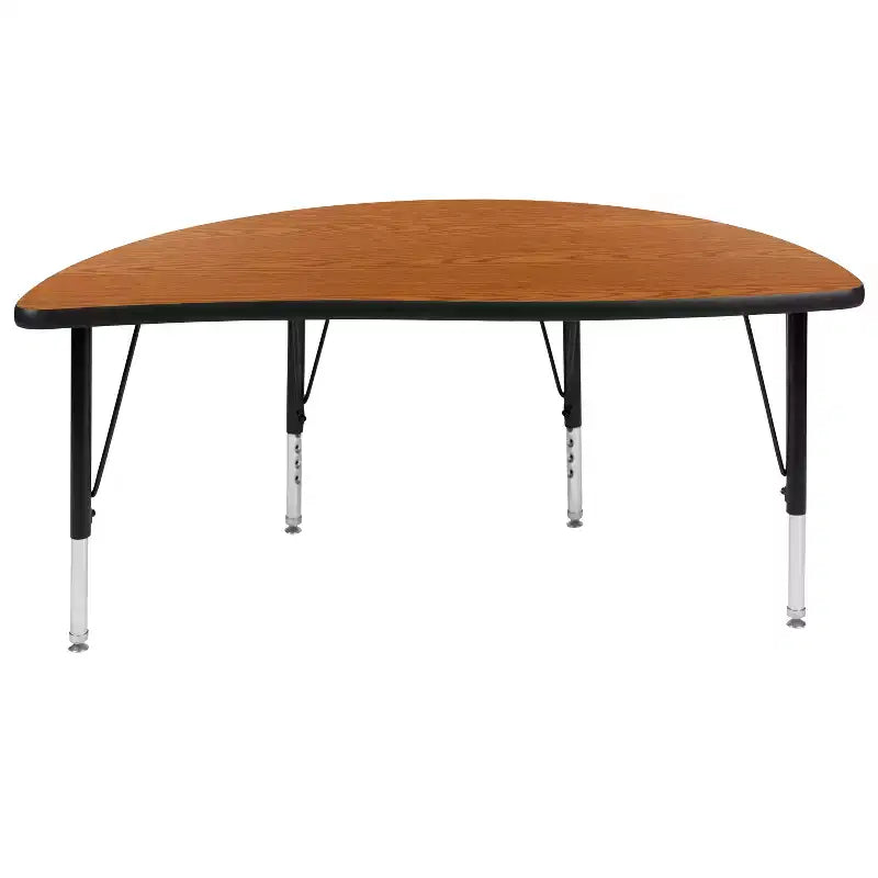 Flash Furniture 47,5 Tavolo Attività a Mezzo Cerchio, Ondulato, Flessibile, Collaborativo, Laminato Termico - Gambe Corte Regolabili in Altezza