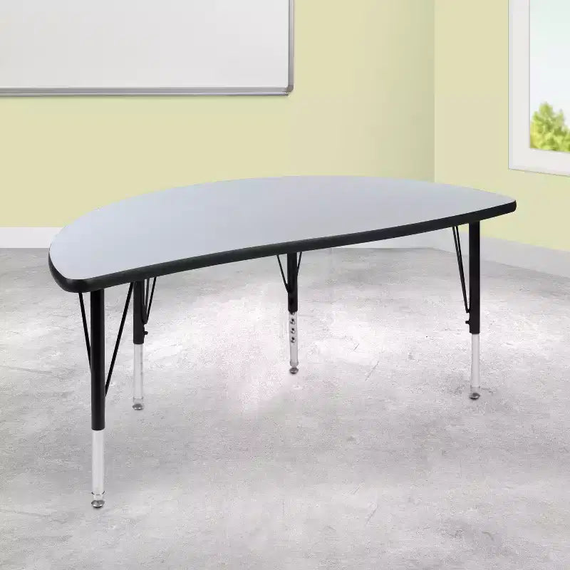 Flash Furniture 47,5 Tavolo Attività a Mezzo Cerchio, Ondulato, Flessibile, Collaborativo, Laminato Termico - Gambe Corte Regolabili in Altezza