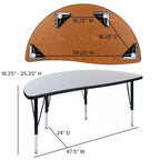 Flash Furniture 47,5 Tavolo Attività a Mezzo Cerchio, Ondulato, Flessibile, Collaborativo, Laminato Termico - Gambe Corte Regolabili in Altezza