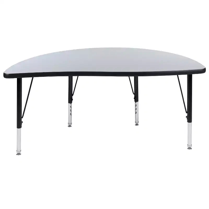 Flash Furniture 47,5 Tavolo Attività a Mezzo Cerchio, Ondulato, Flessibile, Collaborativo, Laminato Termico - Gambe Corte Regolabili in Altezza