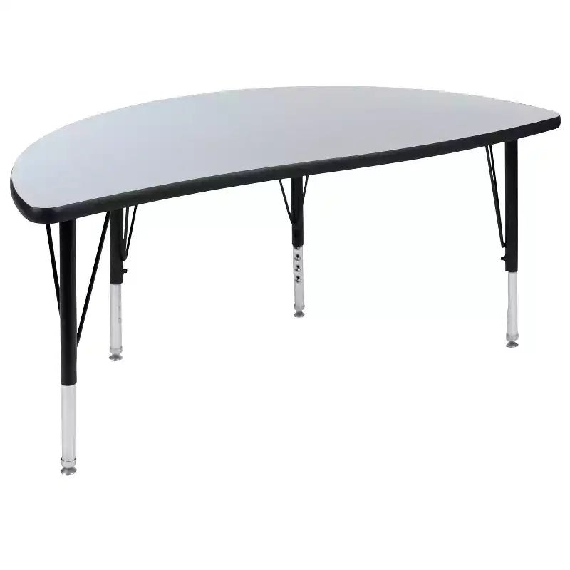 Flash Furniture 47,5 Tavolo Attività a Mezzo Cerchio, Ondulato, Flessibile, Collaborativo, Laminato Termico - Gambe Corte Regolabili in Altezza