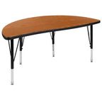 Flash Furniture 47.5 Half Circle Wave Flexible Collaborative Thermal Laminate Activity Table - Height Adjustable Short Legs