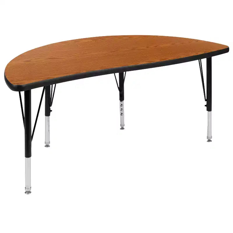 Flash Furniture 47.5 Half Circle Wave Flexible Collaborative Thermal Laminate Activity Table - Height Adjustable Short Legs