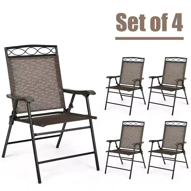 Set di 4 sedie pieghevoli da giardino Costway con braccioli, portatili, per sala da pranzo