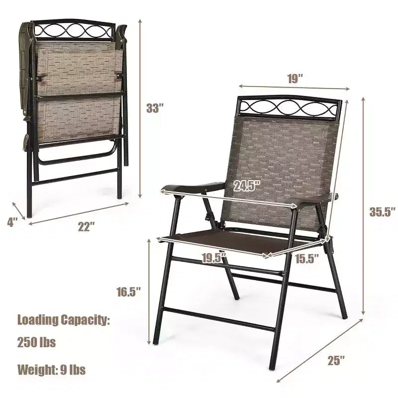 Set di 4 sedie pieghevoli da giardino Costway con braccioli, portatili, per sala da pranzo
